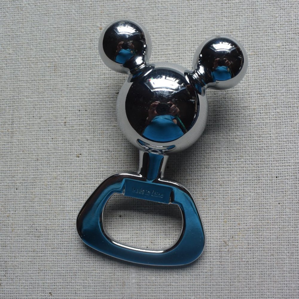 Disney Mickey Mouse Ears Chrome Stainless Steel Bottle Opener Ex Condition!